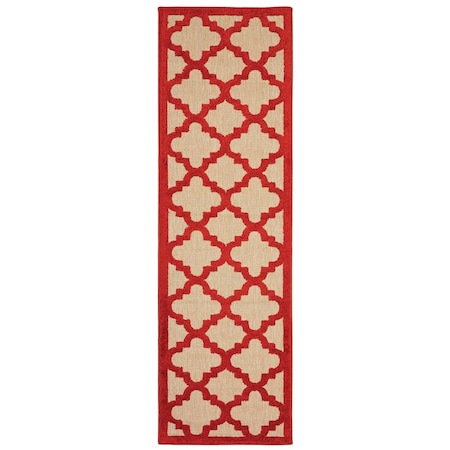Oriental Weavers Area Rugs, Cayman 660R9 2X8 Runner - Sand/ Red-Polypropylene C660R9068230ST
